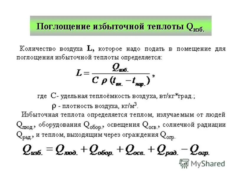 Избытки теплоты это. Способы организации воздухообмена. Температурный градиент по высоте помещения. Избытки теплоты. Расчёт вентиляции по объёму помещения.
