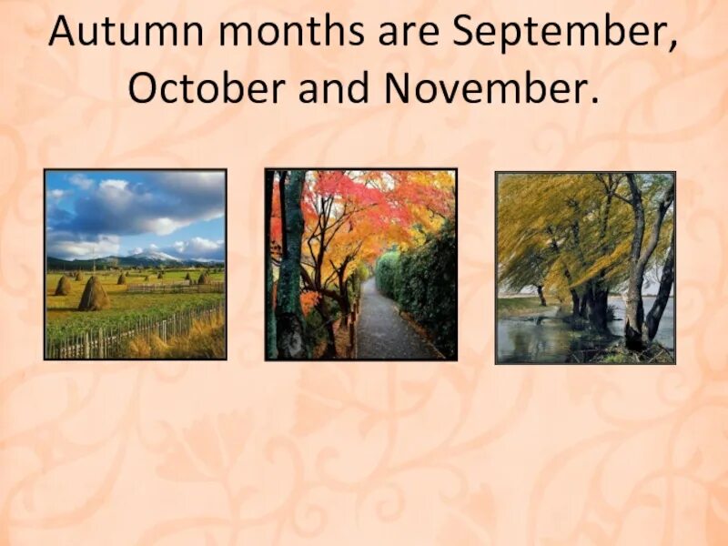 Months are. Autumn месяца. Autumn months are September, October and November.. Проект на тему осень по английскому языку. Осень тема для английского презентация.