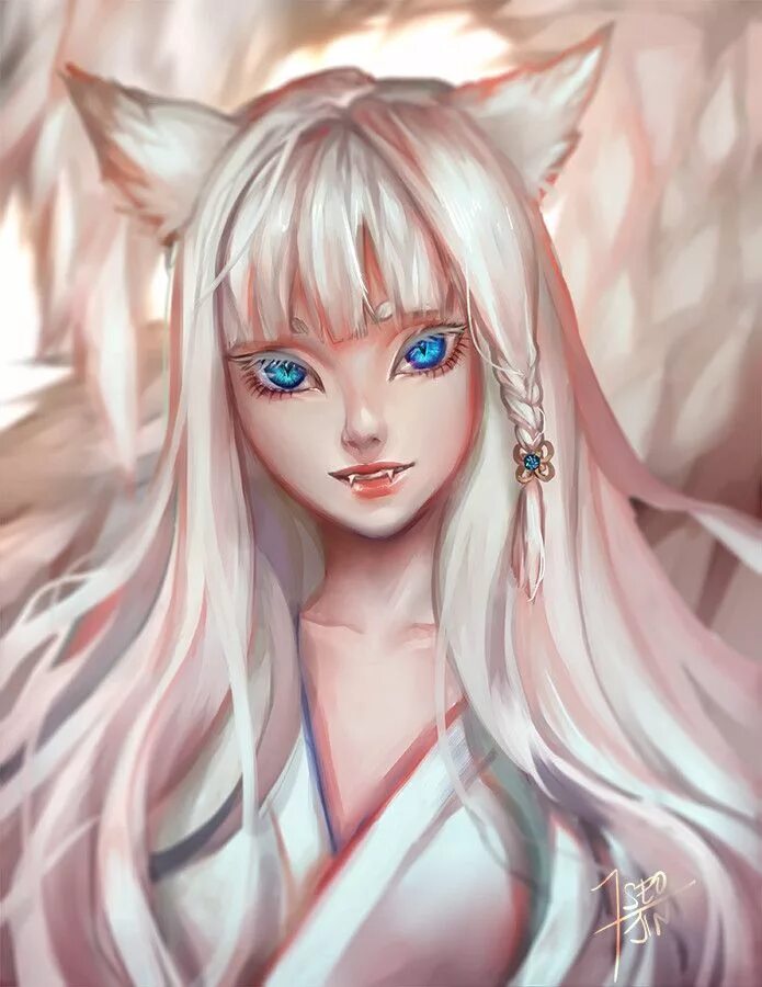 Кицунэ екаи. Аниме кицунэ белая. Девочка лиса белая. Девочка лиса белая. Девочка лиса белая.