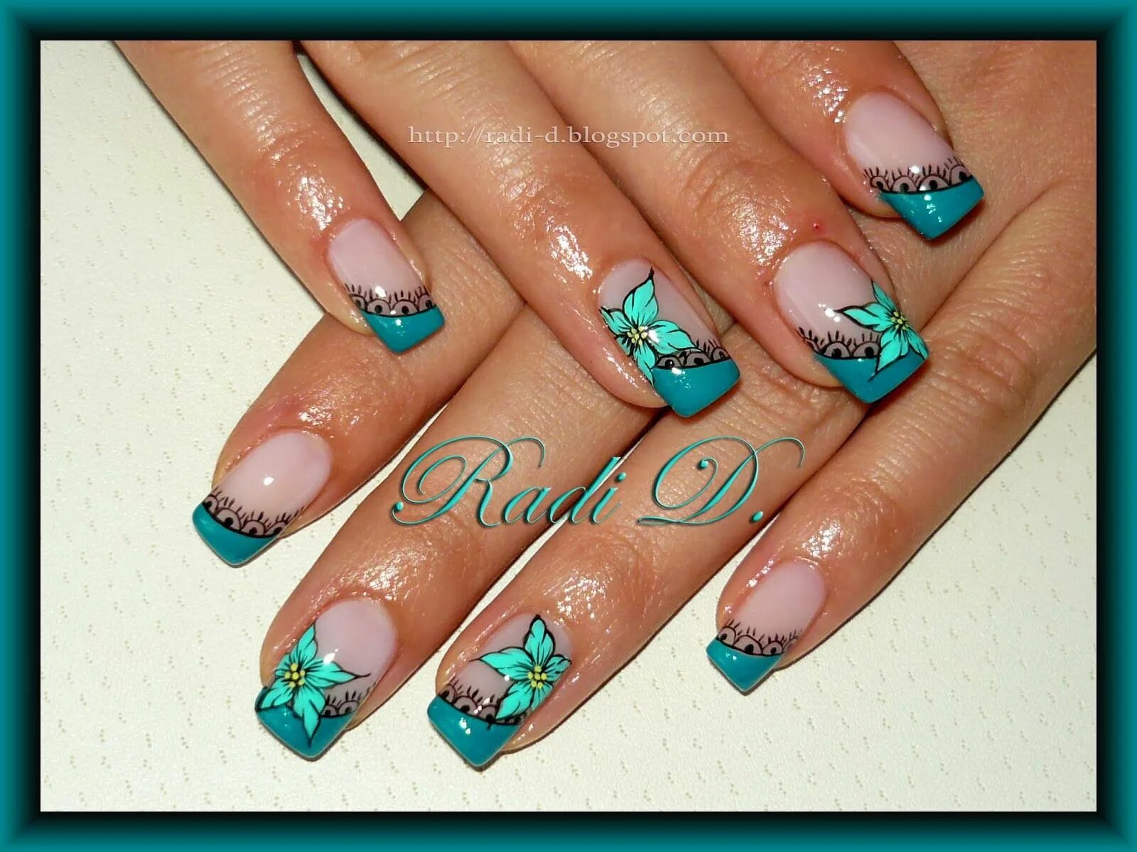 Маникюр бирюза френч Pin by Berkelakkja Debrecen on 2. French nail art Creative nails, Manicure, Gel