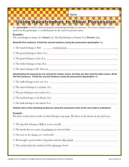 Use the possessive case of the nouns. Apostrophe worksheet. apostrophe s worksheet for kids. possessive apostrophe. possessive add the apostrophe to the sentences.