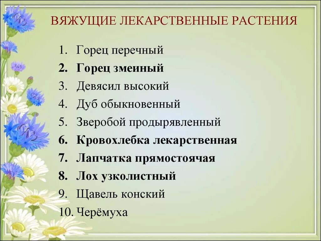 Список лекарственного растительного сырья