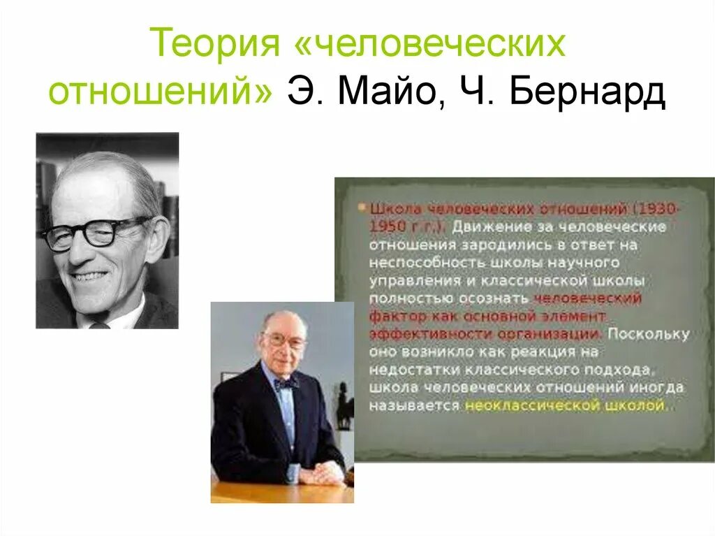 Автор теории отношений. Теория человеческих отношений э Мэйо. Ч Бернард менеджмент теория. Бернард школа человеческих отношений. Авторы теории человеческих отношений.