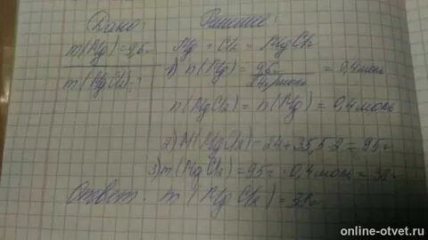 Масса хлорида магния