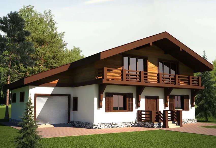 дом шале из клееного бруса 100кв. двухэтажное шале. гарден хаус фахверк. двухэтажное шале. дом шале проекты двухэтажных комбинированных домов.