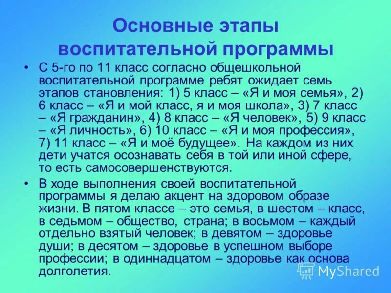 Программа воспитания 6 класса. Программа воспитания 6 класса