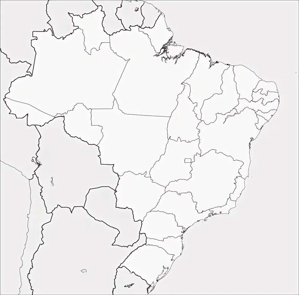 Латинская америка контурная карта 10 11. Контурная карта Бразилии. Контурная карта Бразилии со Штатами. Карта Бразилии черно белая. Бразилия карта печать.