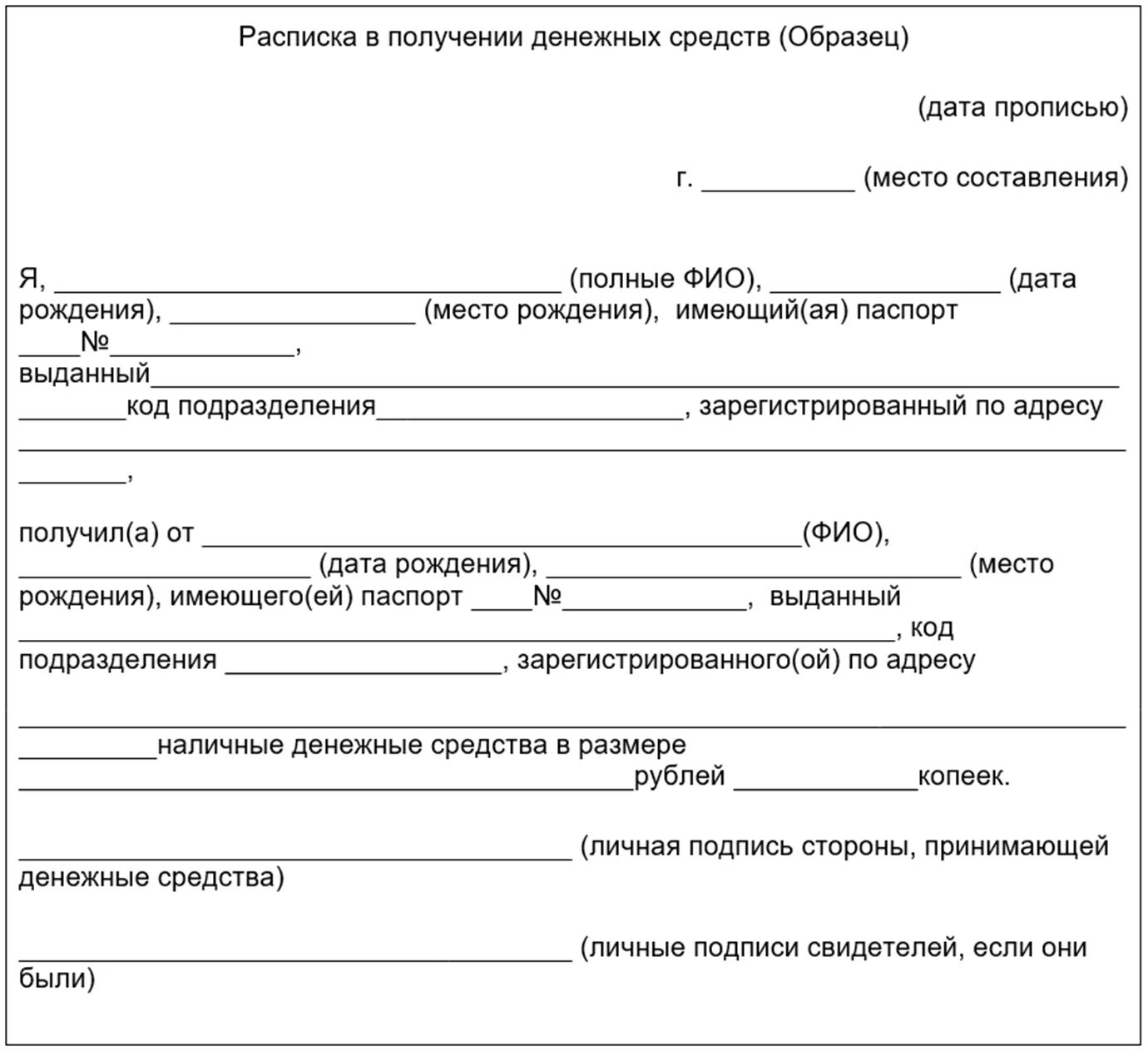 Форма написания расписки в получении денежных средств. Расписка о получении денежных средств образец. Типовая расписка в получении денежных средств. Расписка о получении денежных средств таблица.