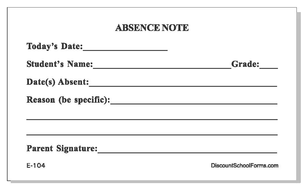 Be absent from school. Absence. school notes templates. format of absence. school notes templates download.
