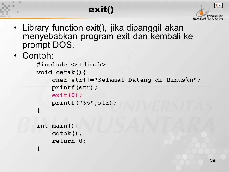 C exit function. Функция exit c как работает.
