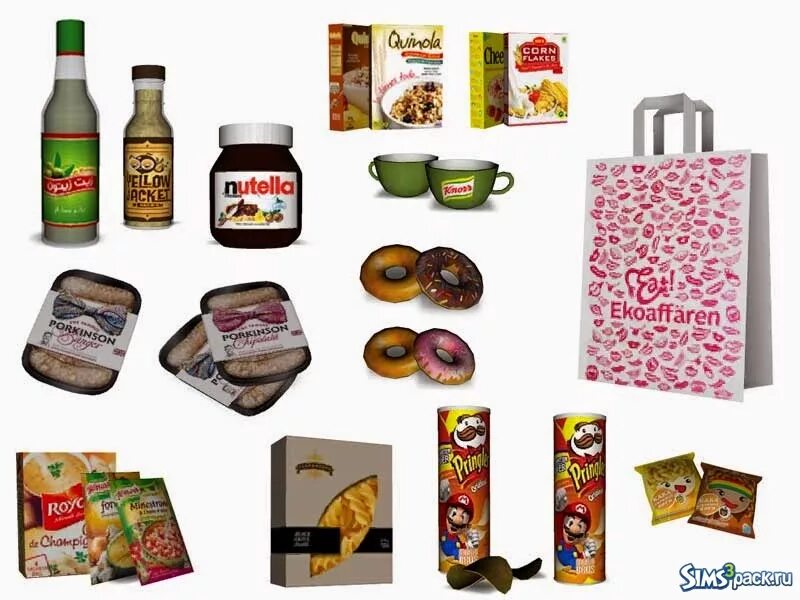 Симс 4 еда напитки. Пакеты с продуктами симс 4. симс 4 еда декор. декоративные пакеты с продуктами для симс 4. сет еда.