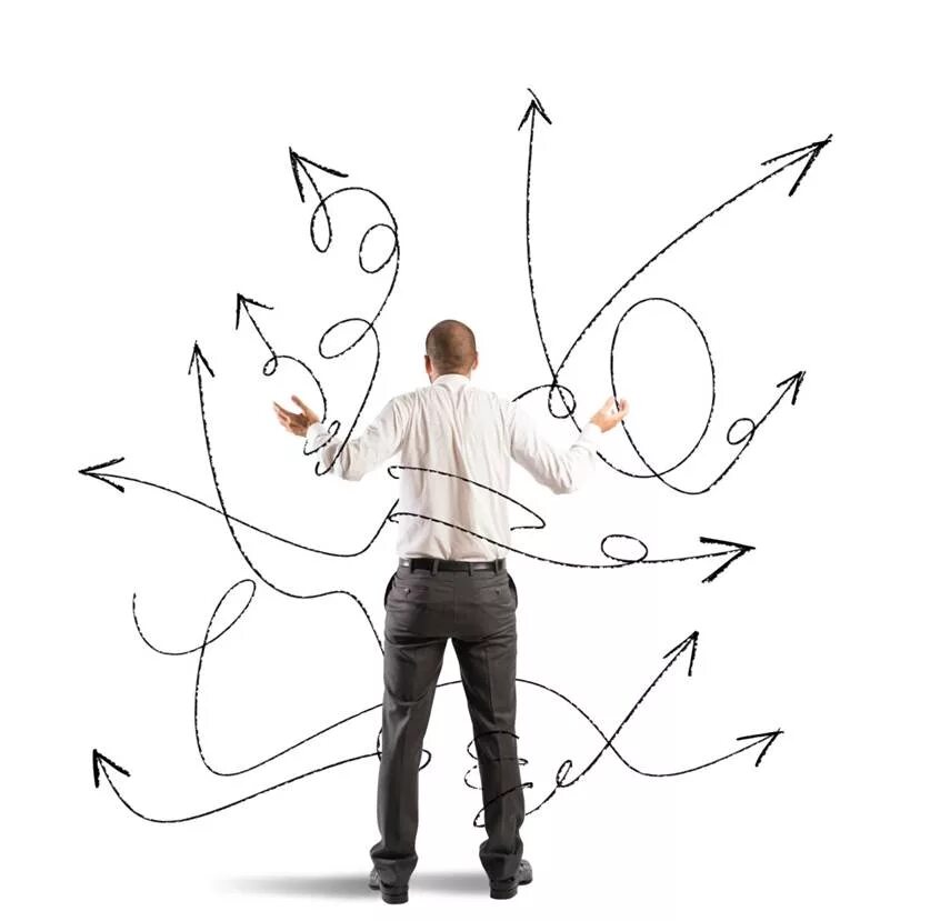 Инженер думает. Запутанные мысли в голове. Мышление. Сотрудник иллюстрация. Хаос и порядок.