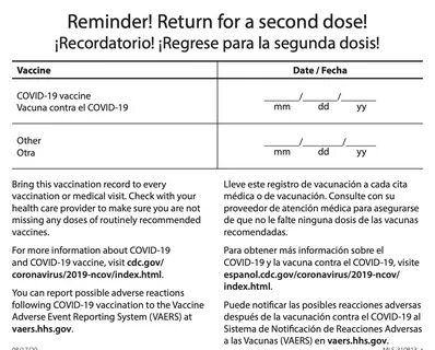 COVID-19 Vaccination Card - Sample - Health Storylines ™.