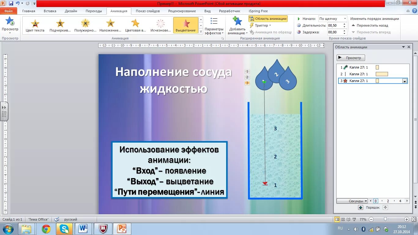 Применить анимацию. Применить анимацию