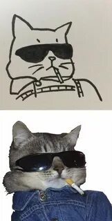 Крутой котик рисунок