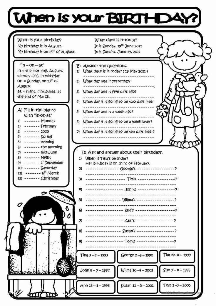 Даты в английском языке Worksheets. When is your Birthday. When is your Birthday ответ. Ответ на вопрос when is your Birthday.