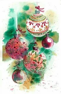 Рисунок на новый год акварелью