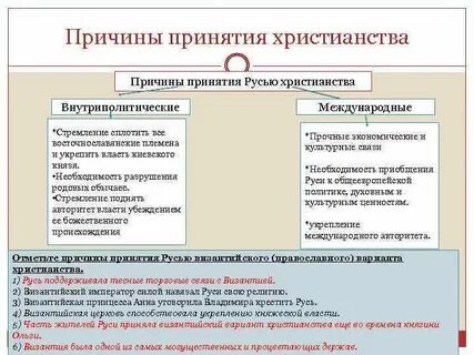 Причиной принятия христианства на руси является