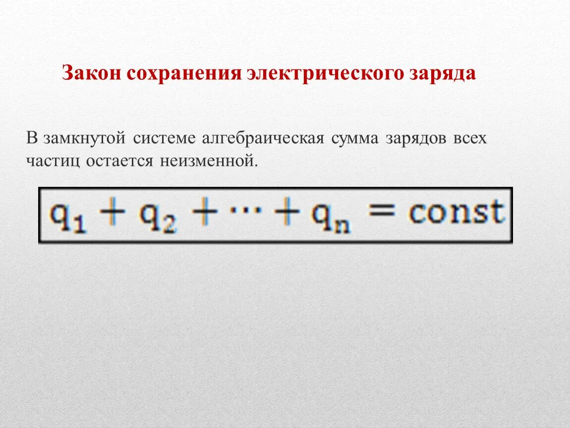 Электризация. Закон Кулона