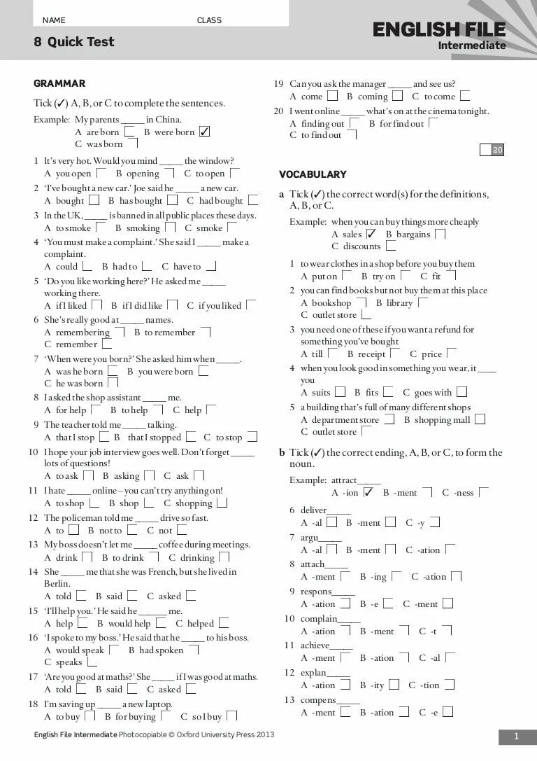 Final test ответы. English file pre Intermediate Final Test ответы. Тесты по английскому языку pre Intermediate. Intermediate Test. Тест English file Intermediate 8.