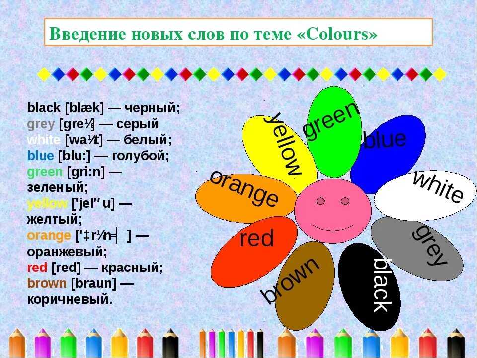 5 слов по теме цвета