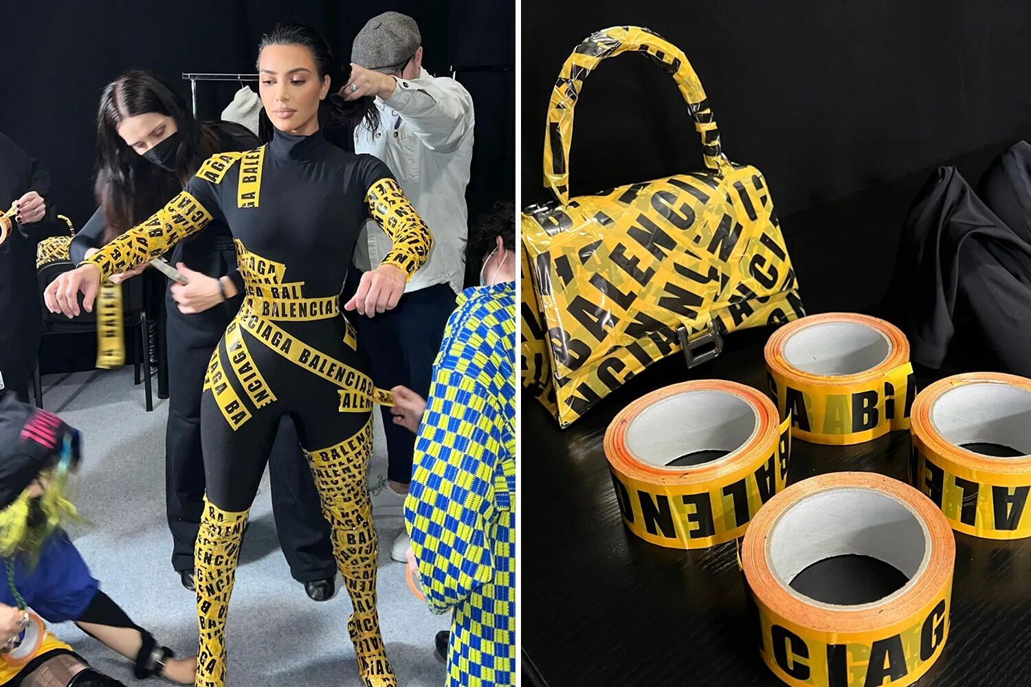 Balenciaga tape. Баленсиага трэш. Kim Kardashian Balenciaga. Balenciaga Yellow Tape Kim Kardashian.