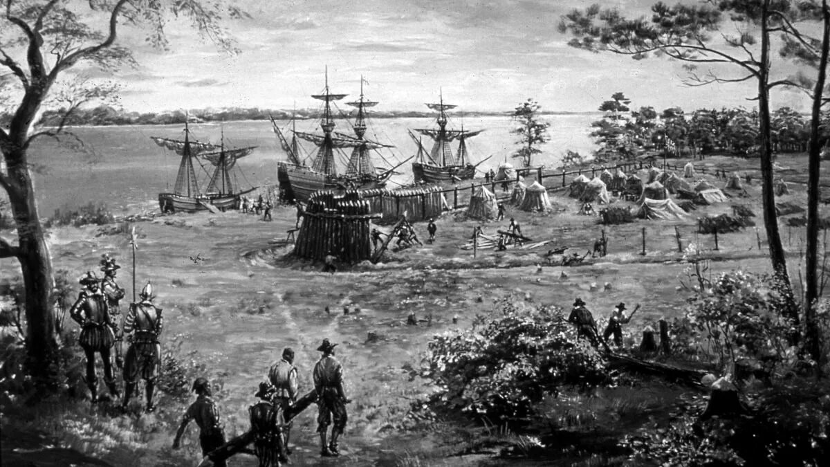 История высадки. Форт Джеймстаун 1607. Первое поселение Англии в Вирджинии — Джеймстаун.. Джеймстаун колония.