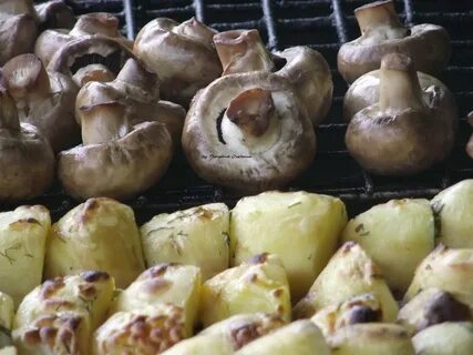 Для жарки шампиньонов на мангале