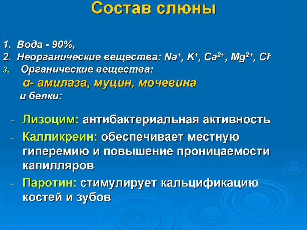 Состав сока слюны