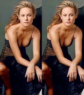 Hot Brie Larson showing off her huge boobs and cleavage in very sexy photo.