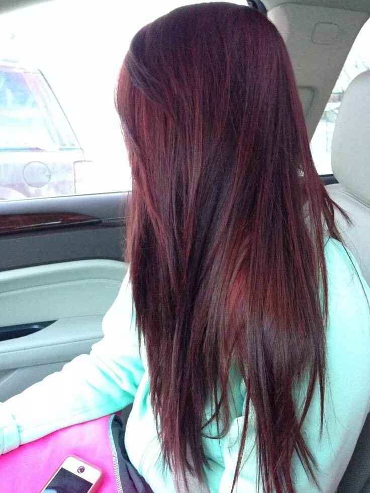 Как выглядит красная краска на темных волосах Superbes coiffures colorées noires et rouges #happy #colored #frisure ..., #coif
