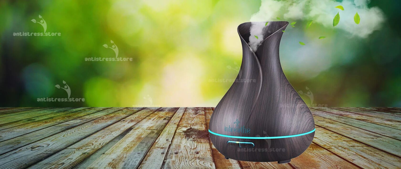 Антистресс диффузор. Аромалампа inbreathe. увлажнитель воздуха inbreathe. аромадиффузор inbreathe seashell (цвет темное дерево).