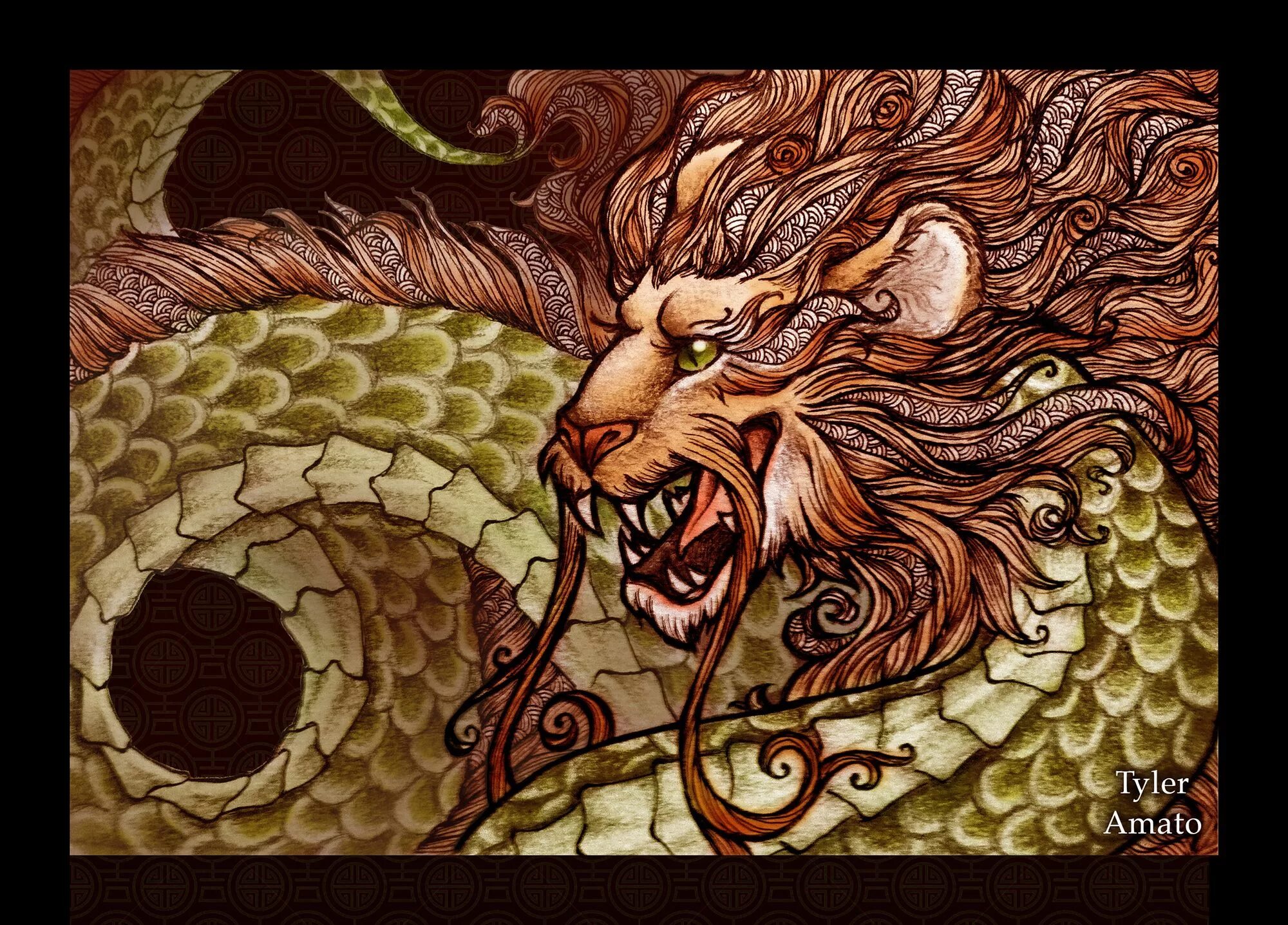 Лев дракон. Дракон с головой Льва. Лев и змея. Дракон с львиной головой.