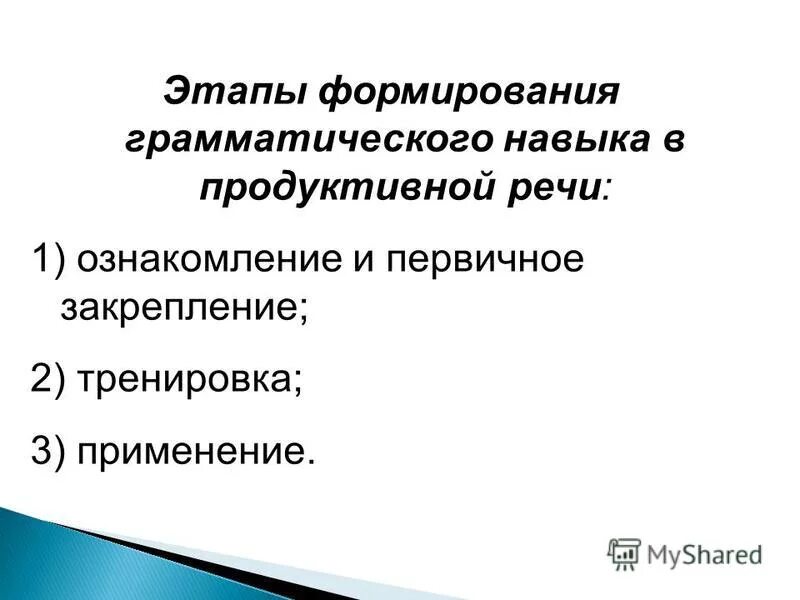 Формирование грамматических навыков. Этапы формирования грамматических навыков иностранного языка. Структура грамматического навыка. Формирования иноязычных грамматических навыков. Формирования иноязычных грамматических навыков.