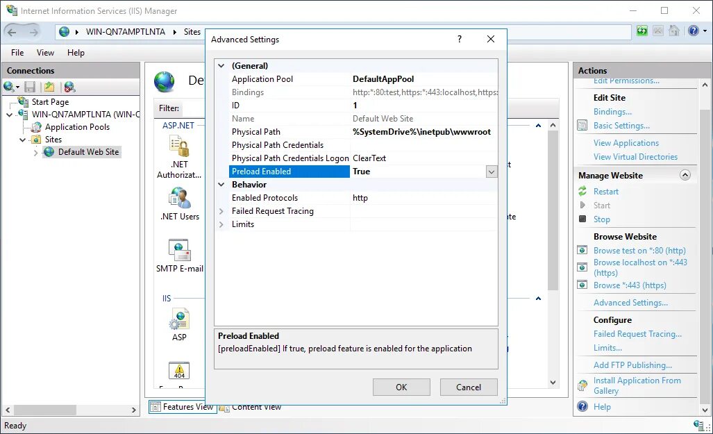 Enabling setting