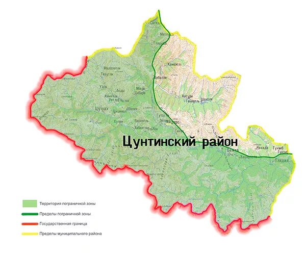 Пограничный район карта. Цунтинский район Дагестана на карте. Приграничные зоны Дагестана. Карта Цунтинского района. Пограничная зона Республики Дагестан.