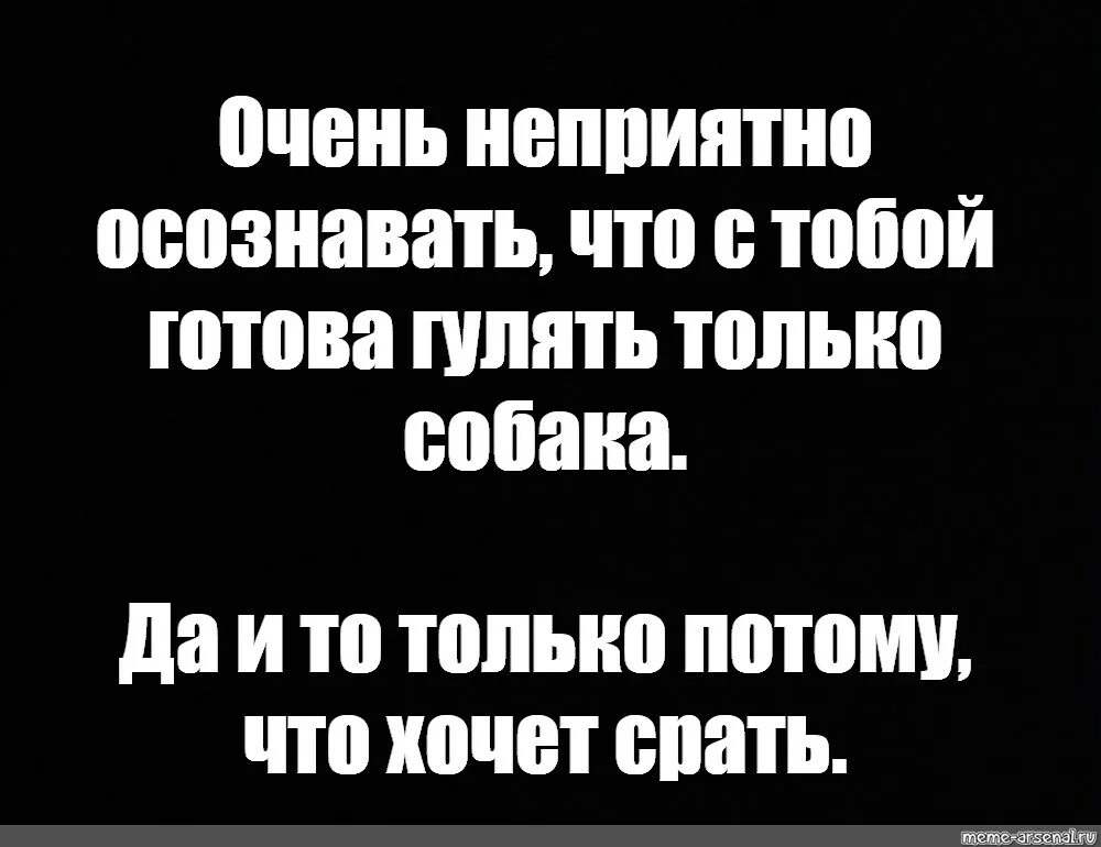 Очень неприятно осознавать что с тобой готова гулять только собака. Неприятно это осознавать. Пес готов гулять Мем. Очень неприятные слова