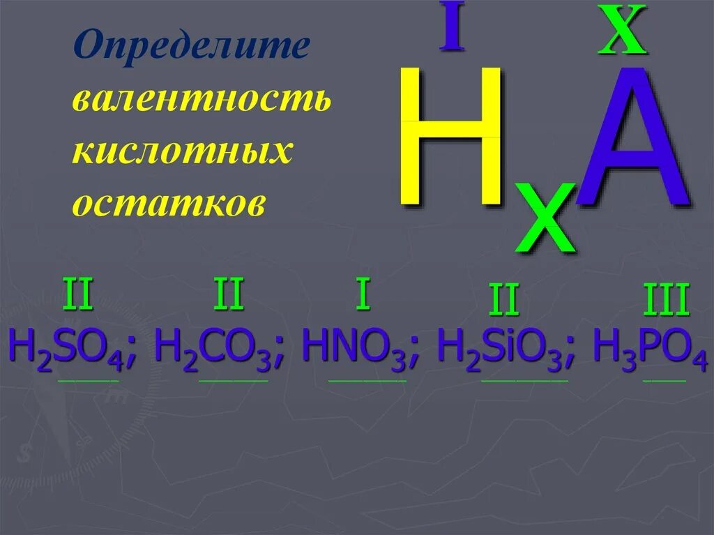 H2co3 валентность кислотного остатка