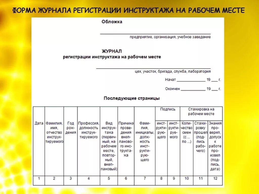 Журнал регистрации инструктажа на рабочем месте. Форма журнала регистрации инструктажей. Форма журнала инструктажа на рабочем месте. Форма журнала на рабочем месте.