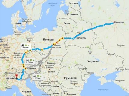 Маршрут на карте страны