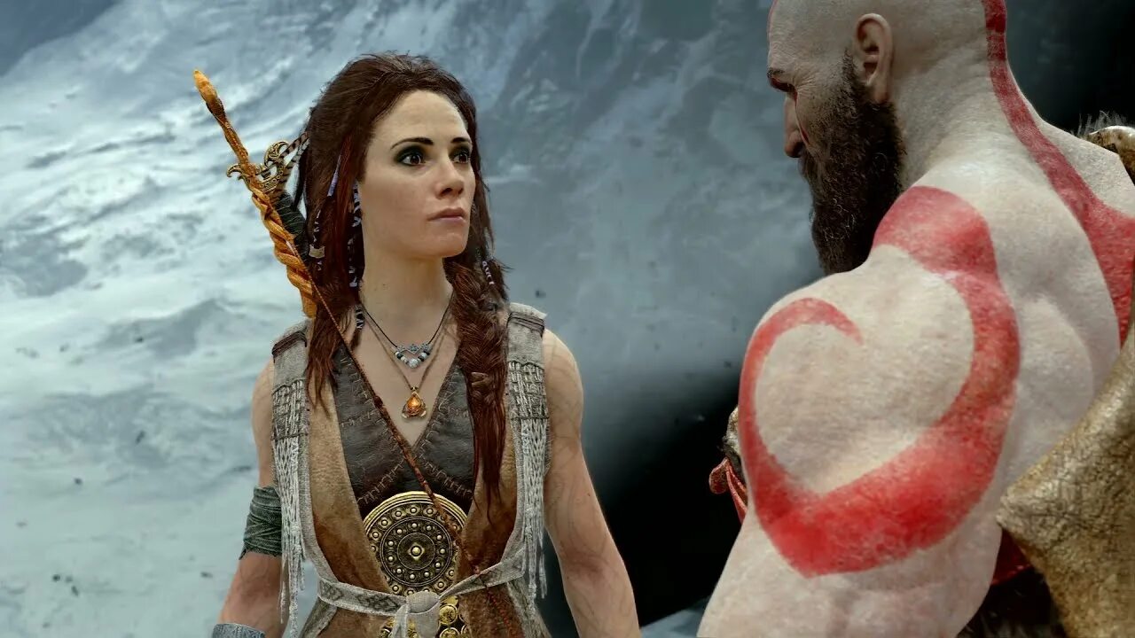 Кто озвучивал кратоса 3. Фрея God of War. Кратос и Фрея. God of War Freya. God of War 4 ведьма.
