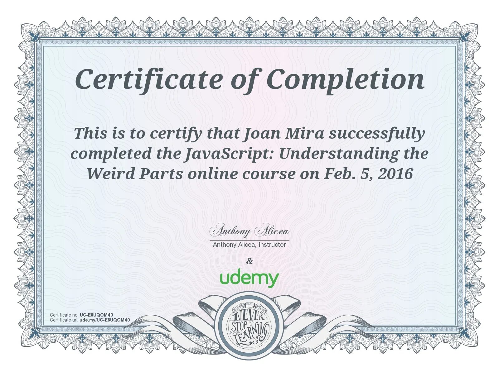 Сертификат Udemy на английском. Oracle java Certificate. Successfully completed. Certificate of achievement.