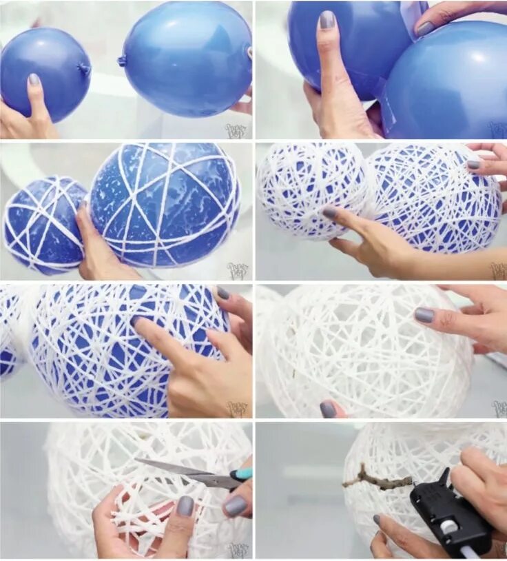 Новогодний шар из воздушного шарика. Шары из ниток и клея. Елочный шар из ниток и клея. Шары из ниток. Елочная игрушка воздушный шар.