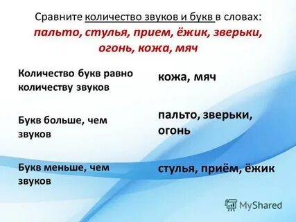 Сколько букв и звуков в слове муравьи