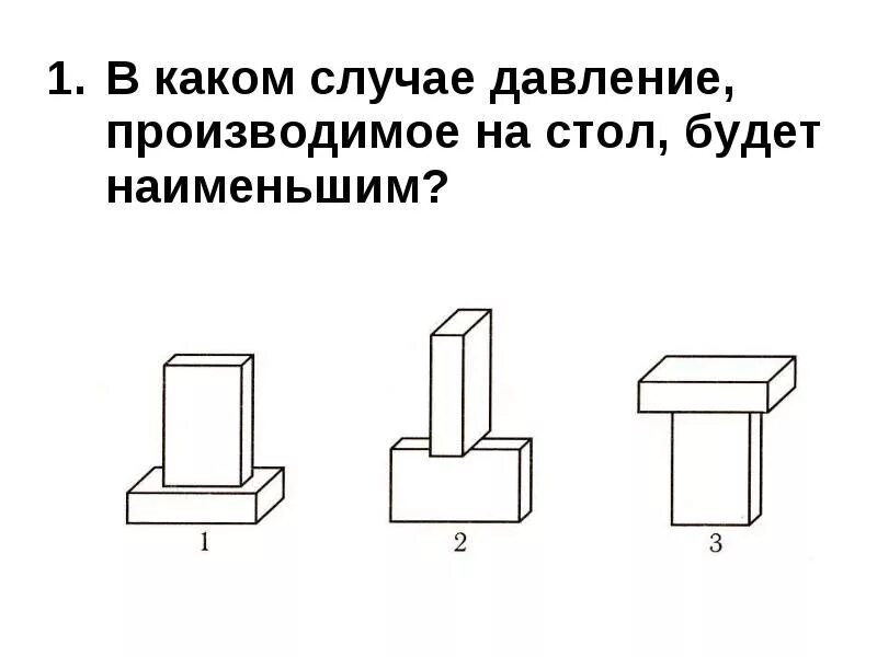 Давление бруска на стол. Силу давления на стол бруска. Давление бруска на опору. В каком положении тело оказывает наибольшее давление.