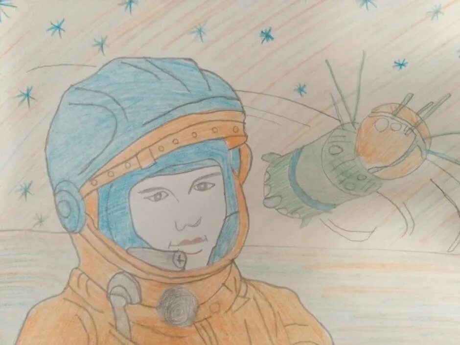 Рисунок Юрия Гагарина. Гагарин рисунок для детей. Гагарин карандашом. Рисунок ко Дню космонавтики.