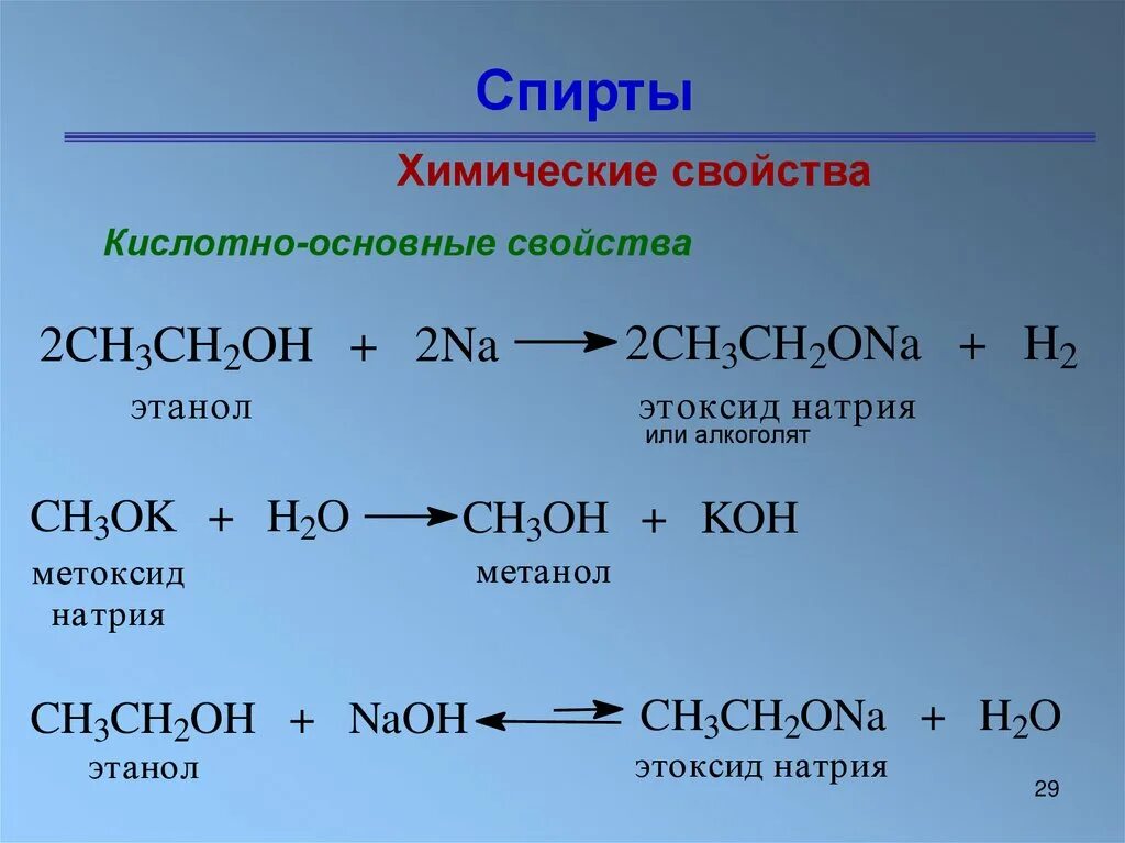 Общая формула класса спиртов. Метанол щелочь