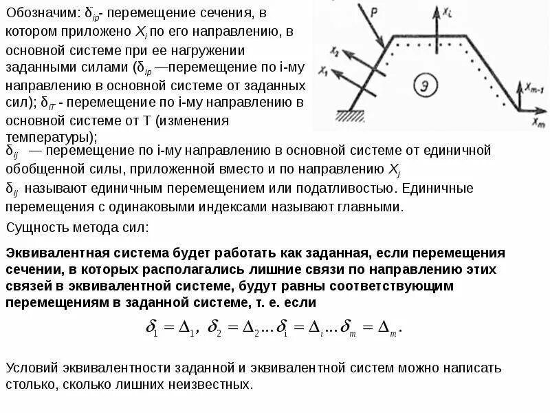 Метод сил статически неопределимых систем. Метод сил статически неопределимых систем