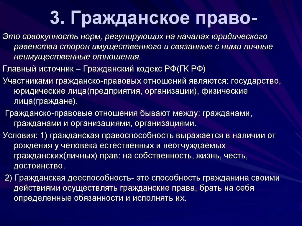 Полномочия гк рф. Гражданское право. Нражданское правлл эьл.