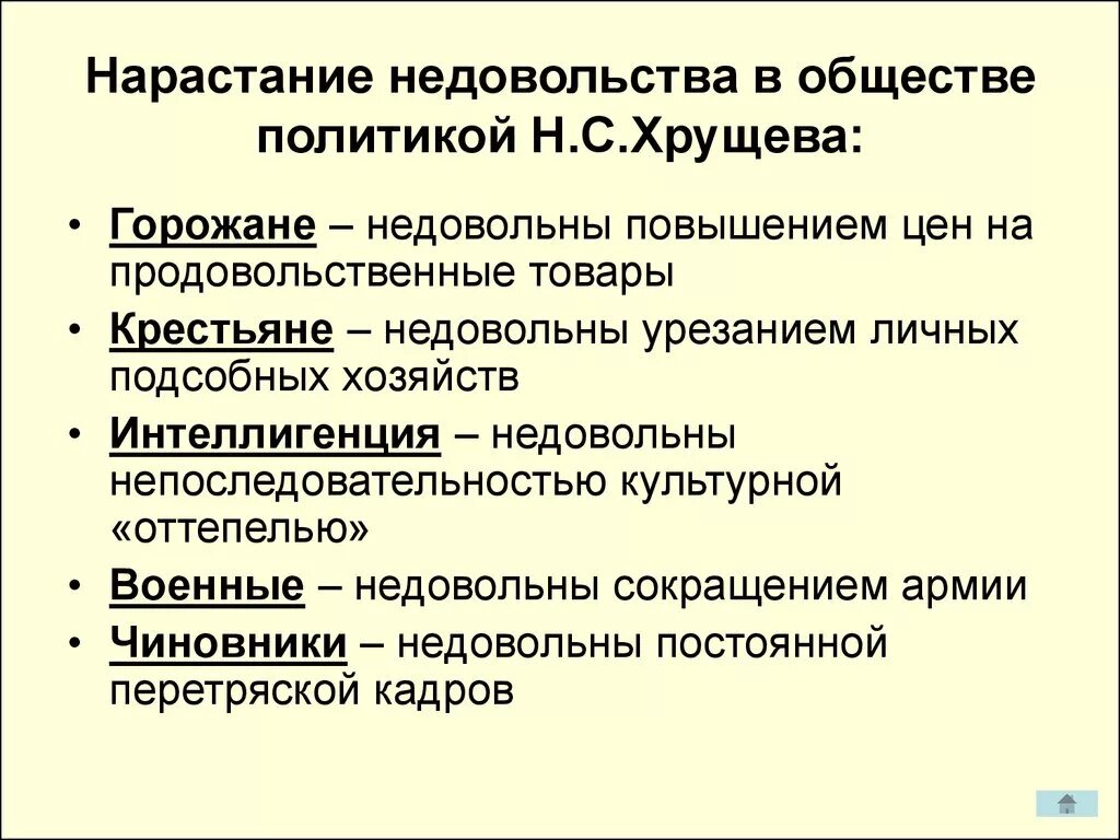 Нарастанию недовольства. Недовольство общества в политике Хрущева. Причины недовольства в обществе политикой н.с. Хрущева. Причины недовольства Хрущевым. Нарастание недовольства в обществе.